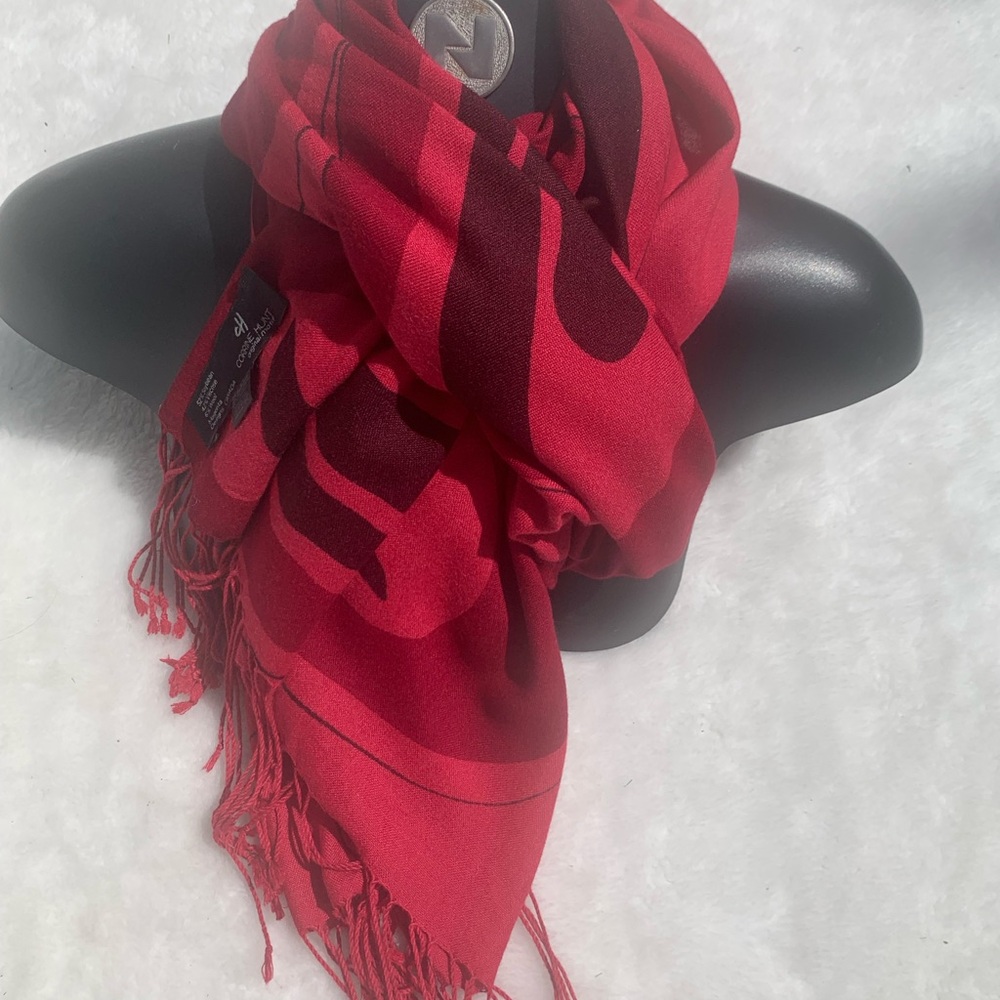 ⭐️ Native large SOY & WOOL Artist made fabric Scarf FIRST NATIONS Red Scarf - Picture 4 of 15